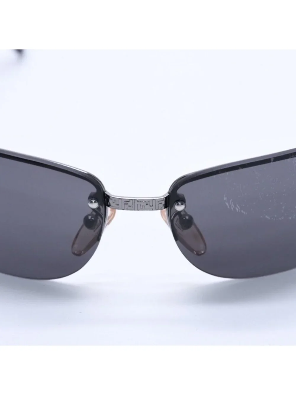 Fendi Half Rim Sunglasses Eyewear 060 Belt Temple Black